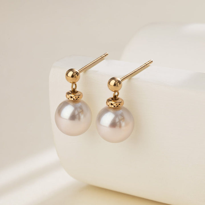 Akoya Pearl 18K Gold Italian Stud Earrings - HELAS Jewelry