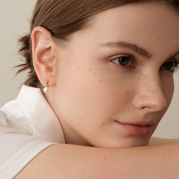 Akoya Pearl 18K Gold Italian Stud Earrings - HELAS Jewelry
