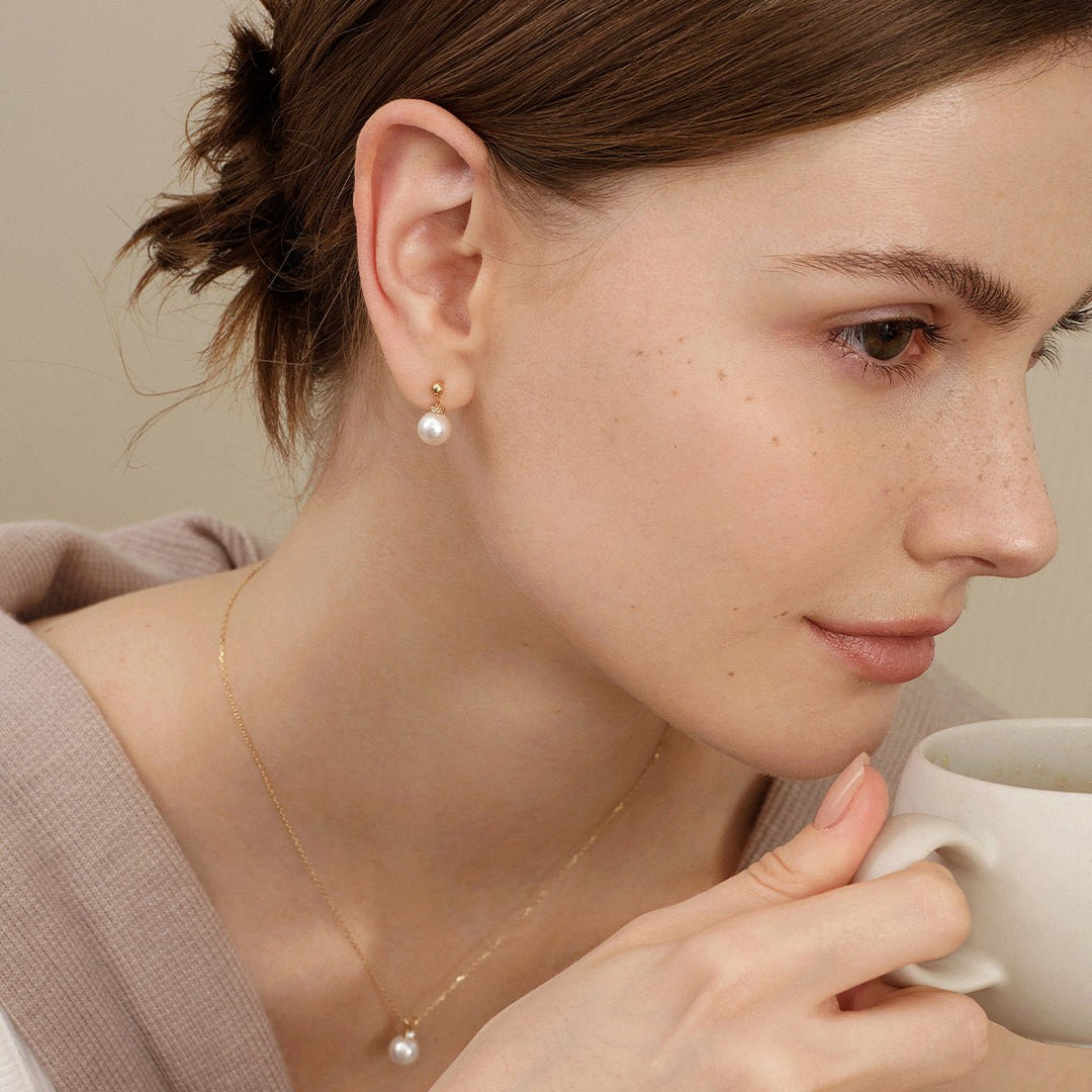 Akoya Pearl 18K Gold Italian Stud Earrings - HELAS Jewelry