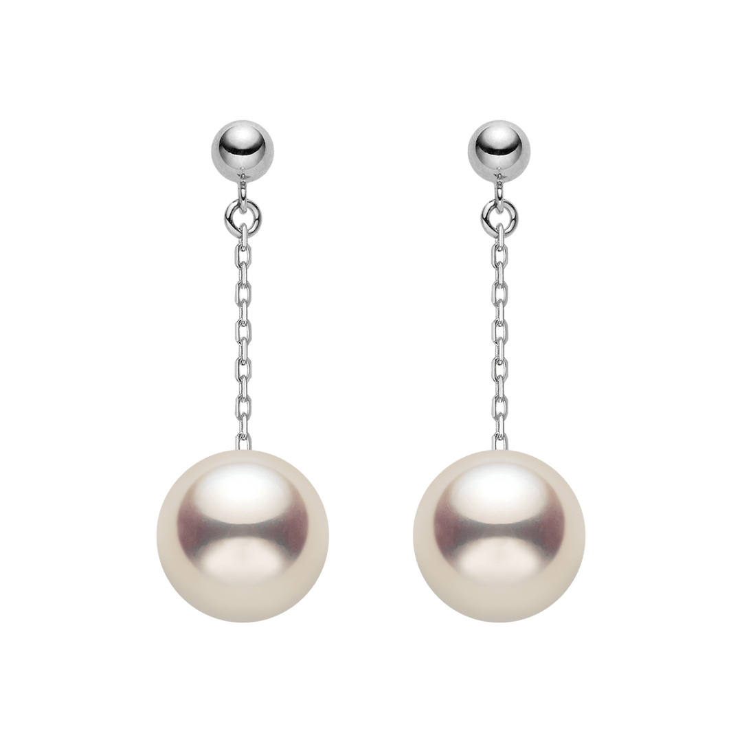 Akoya Pearl 18K Gold Long Stud Earrings - HELAS Jewelry