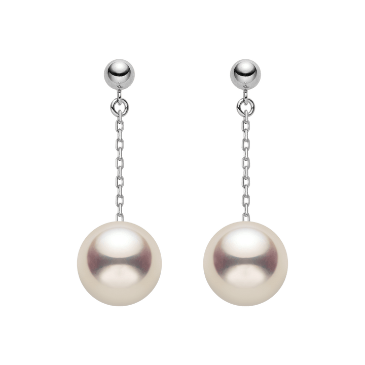 Akoya Pearl 18K Gold Long Stud Earrings - HELAS Jewelry