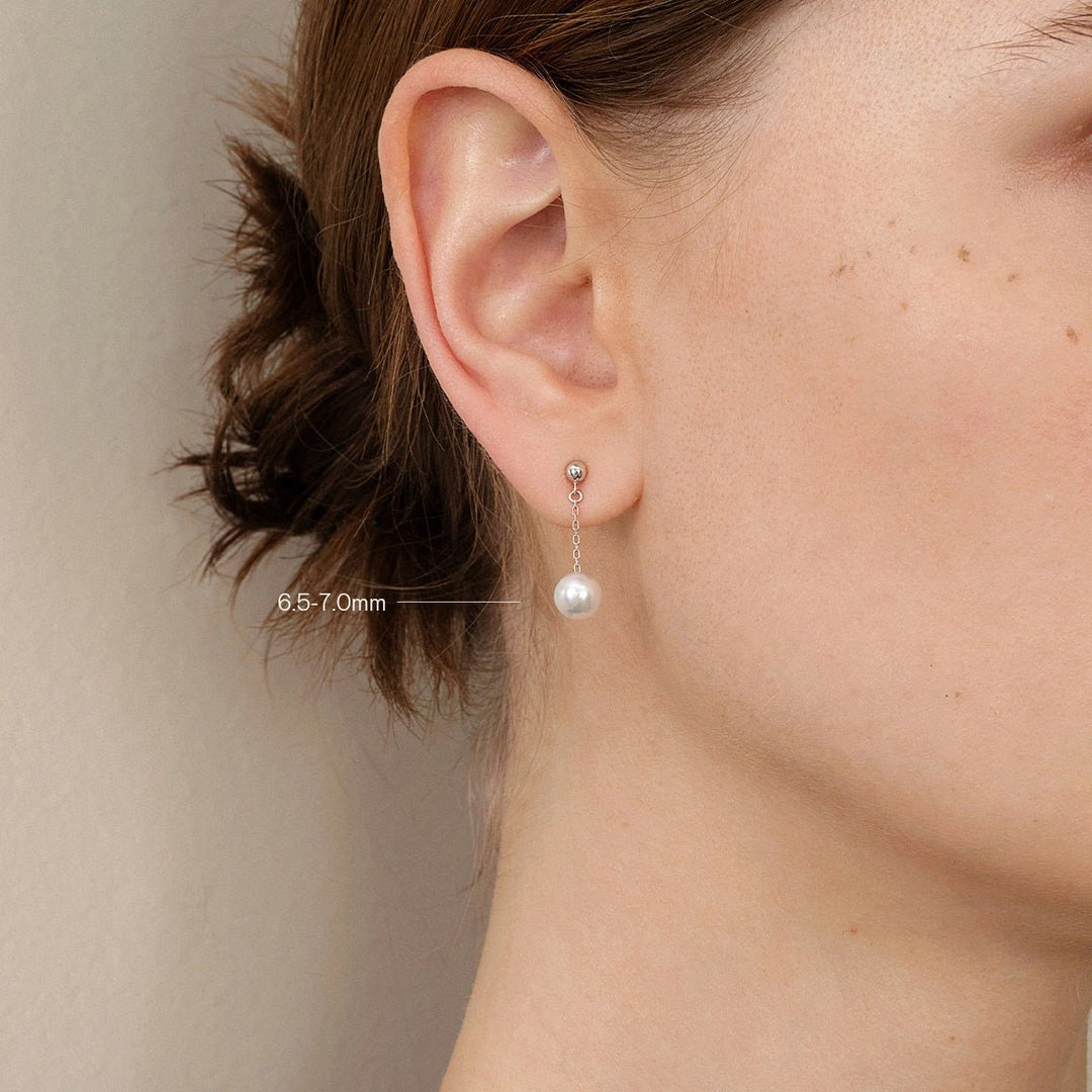 Akoya Pearl 18K Gold Long Stud Earrings - HELAS Jewelry