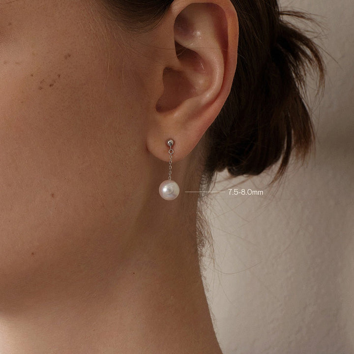 Akoya Pearl 18K Gold Long Stud Earrings - HELAS Jewelry