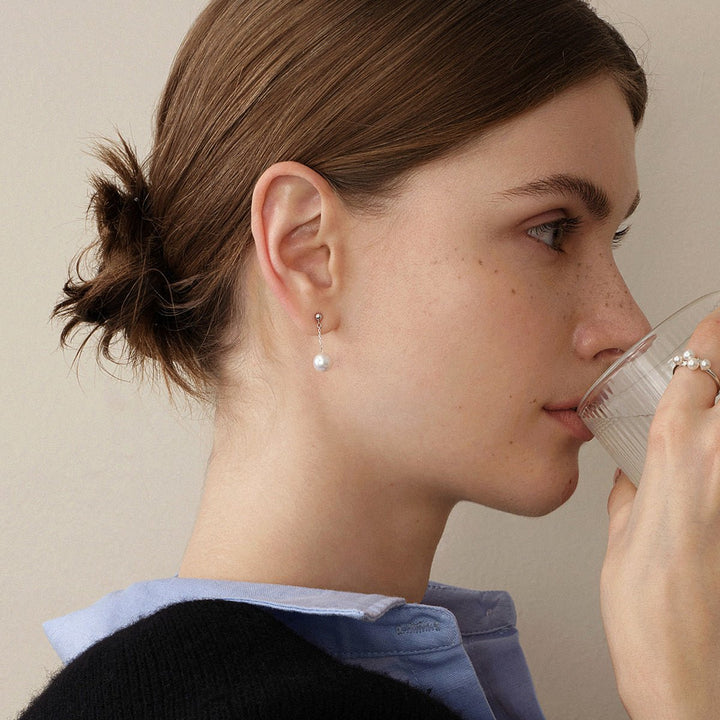 Akoya Pearl 18K Gold Long Stud Earrings - HELAS Jewelry