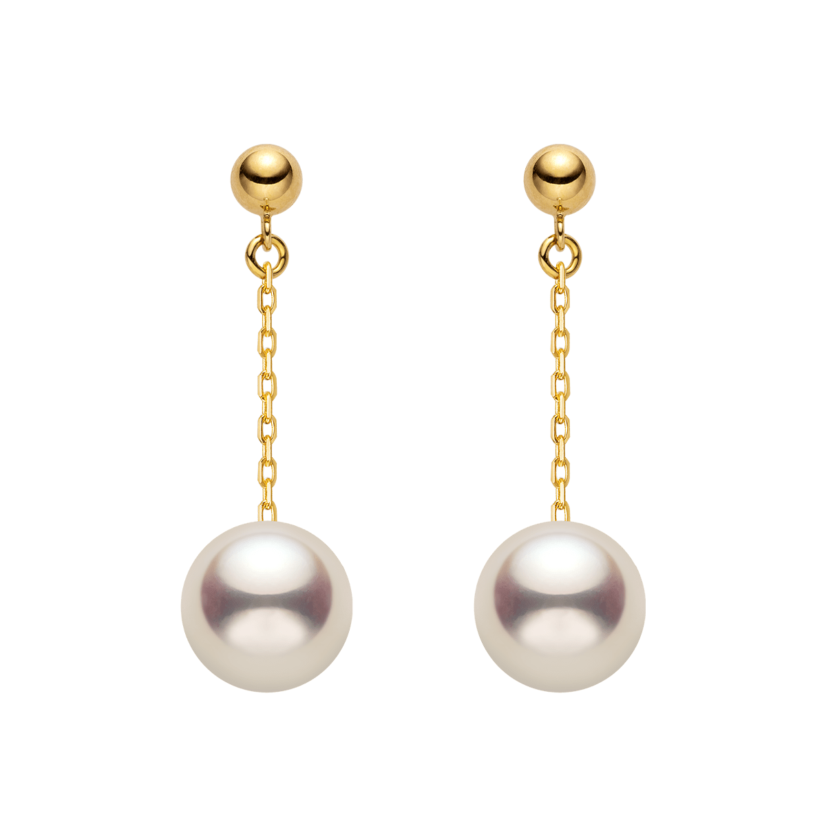 Akoya Pearl 18K Gold Long Stud Earrings - HELAS Jewelry