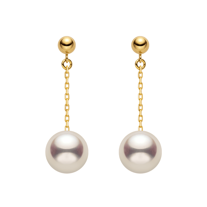 Akoya Pearl 18K Gold Long Stud Earrings - HELAS Jewelry