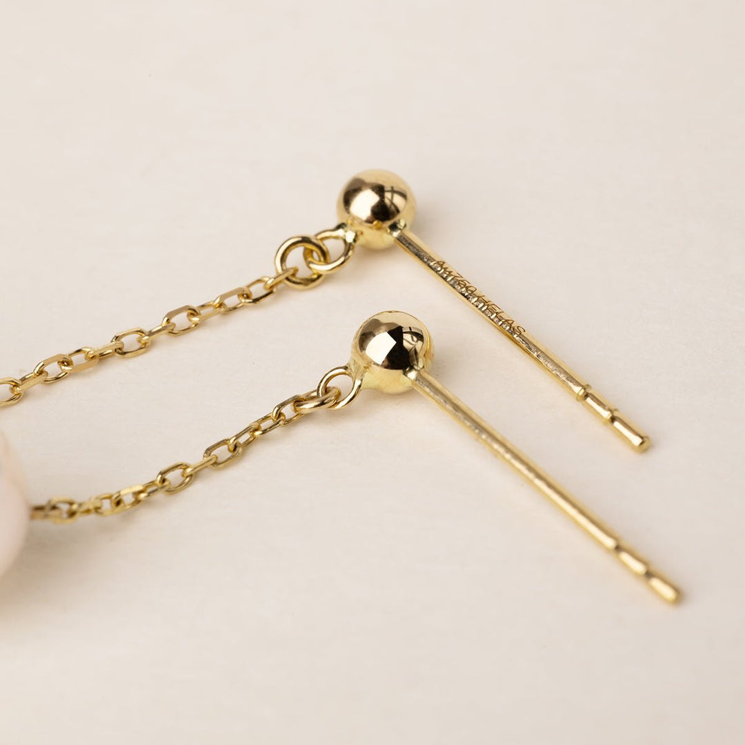 Akoya Pearl 18K Gold Long Stud Earrings - HELAS Jewelry