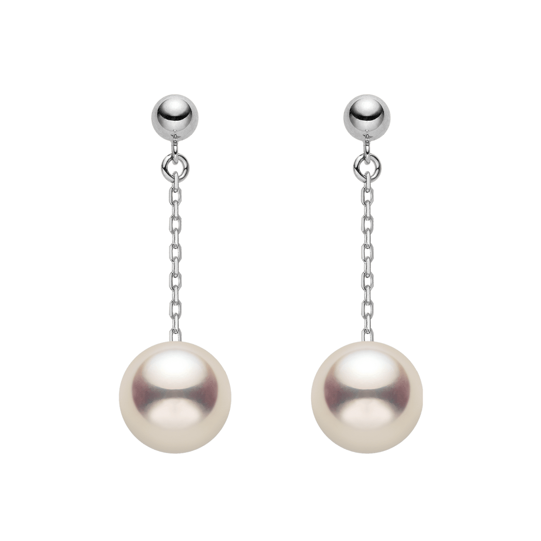 Akoya Pearl 18K Gold Long Stud Earrings - HELAS Jewelry