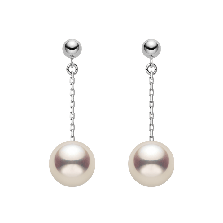 Akoya Pearl 18K Gold Long Stud Earrings - HELAS Jewelry