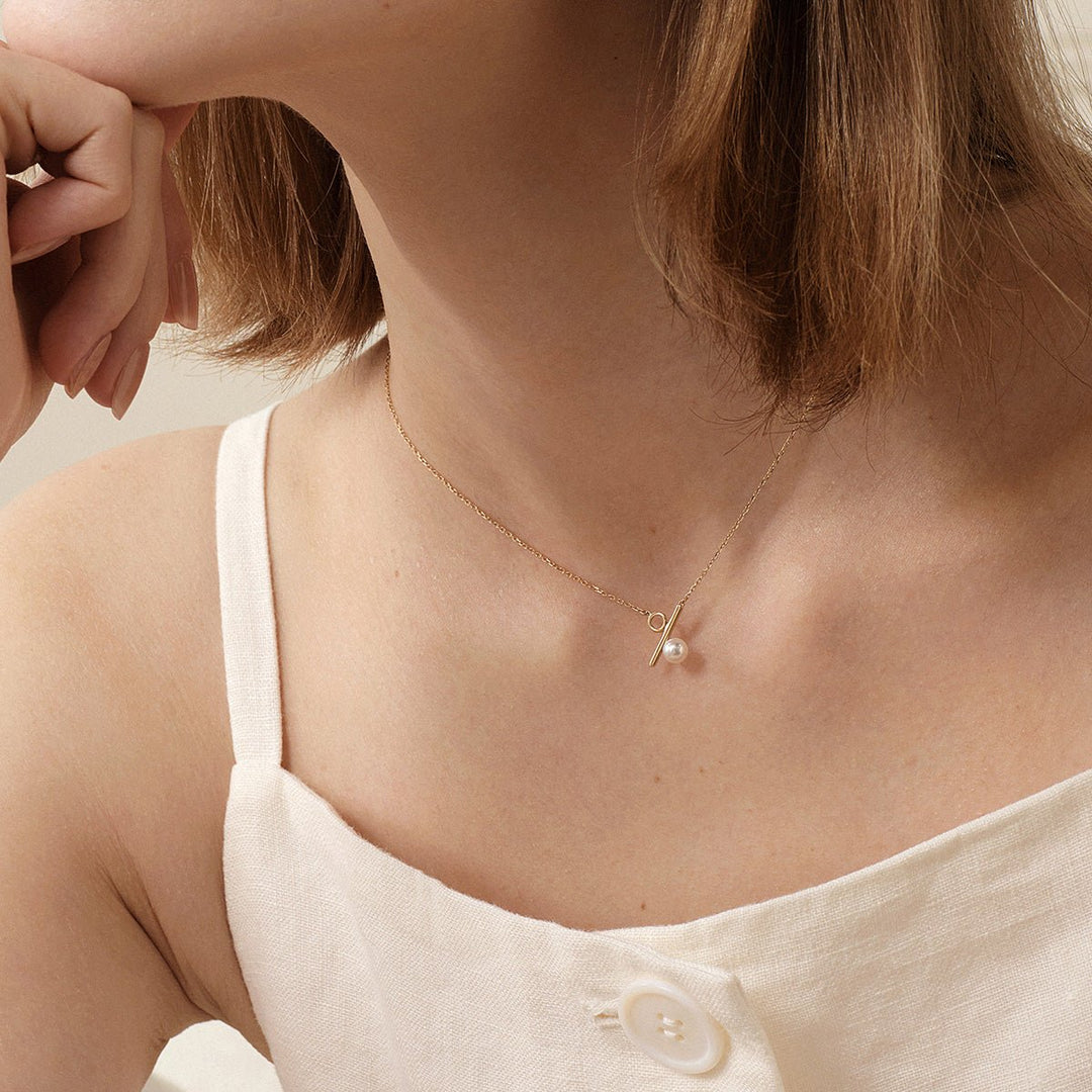 Akoya Pearl 18K Gold Percentage Necklace - HELAS Jewelry