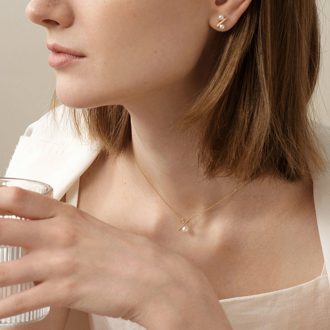 Akoya Pearl 18K Gold Percentage Necklace - HELAS Jewelry