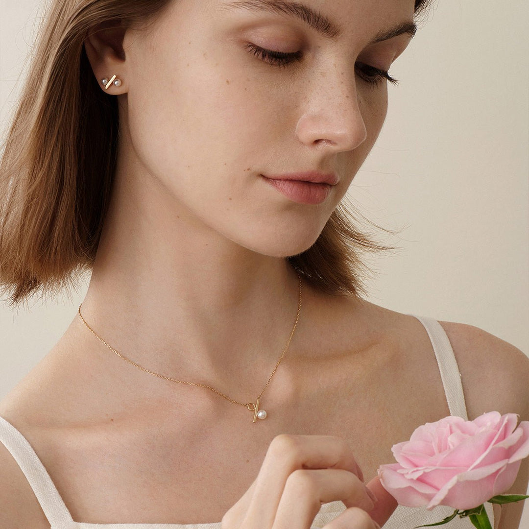 Akoya Pearl 18K Gold Percentage Necklace - HELAS Jewelry