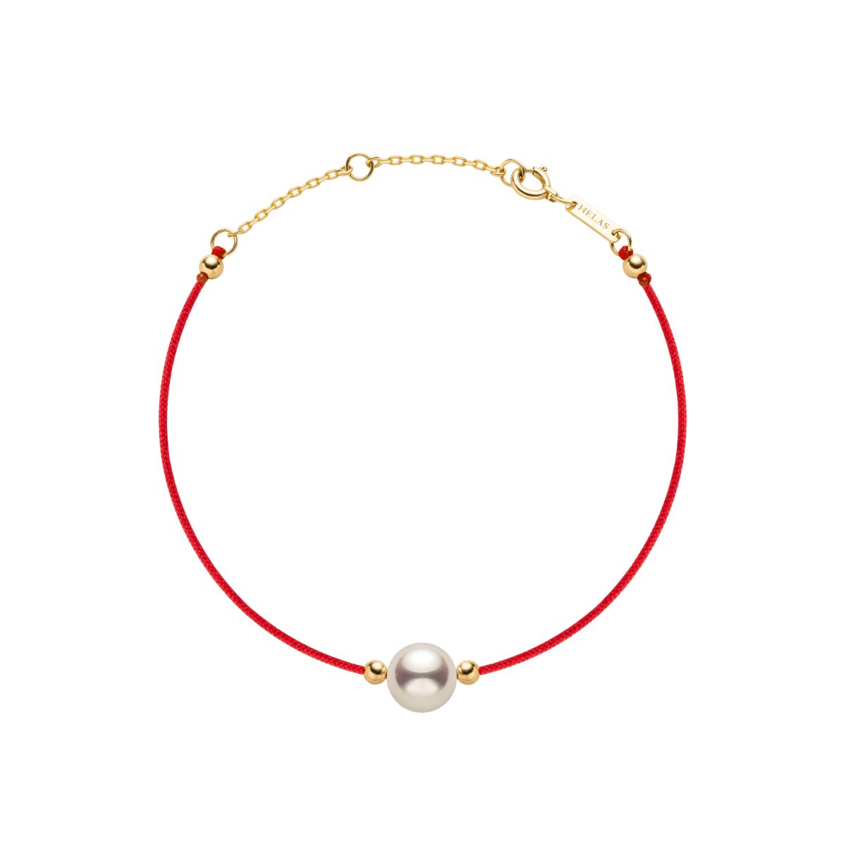 Akoya Pearl 18K Gold Red Prosperity Bracelet - HELAS Jewelry