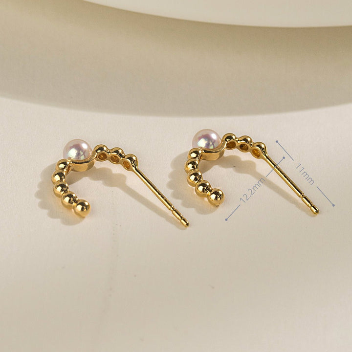 Akoya Pearl 18K Gold Vintage Small Ball Hoop Earrings - HELAS Jewelry