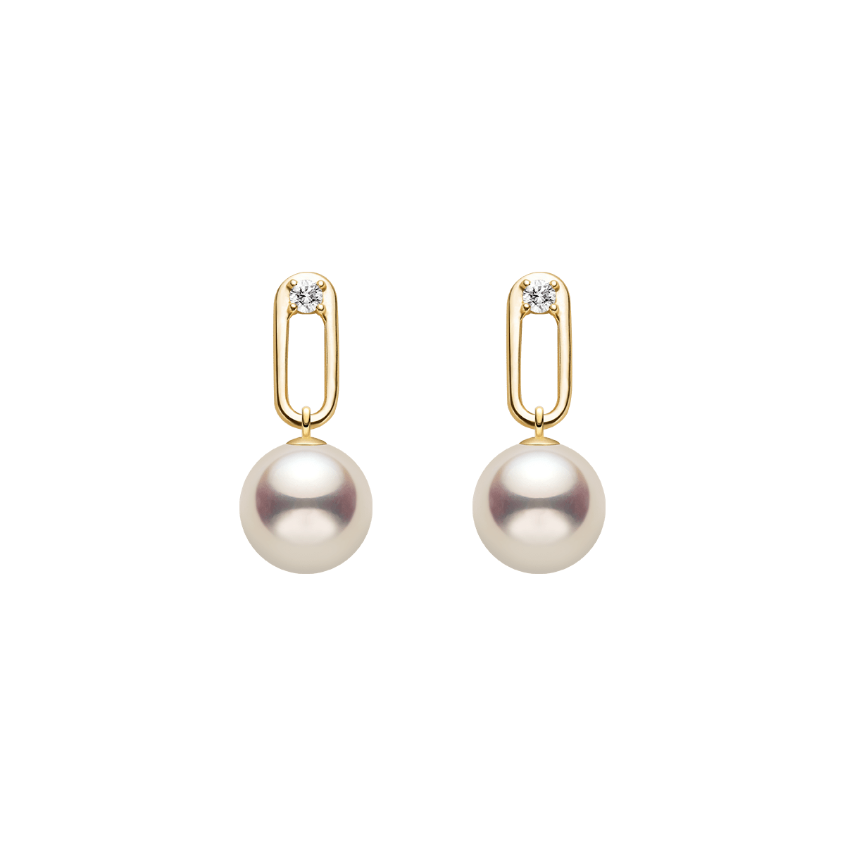 Akoya Pearl 9K Gold Lab - Grown Diamonds Annular Drop Earrings - HELAS Jewelry