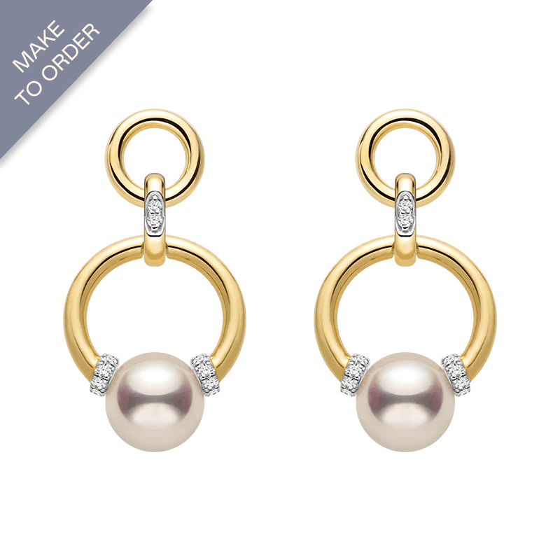 Akoya Saltwater Pearl 18K Gold Diamond Knot Round Hoop Earrings - HELAS Jewelry