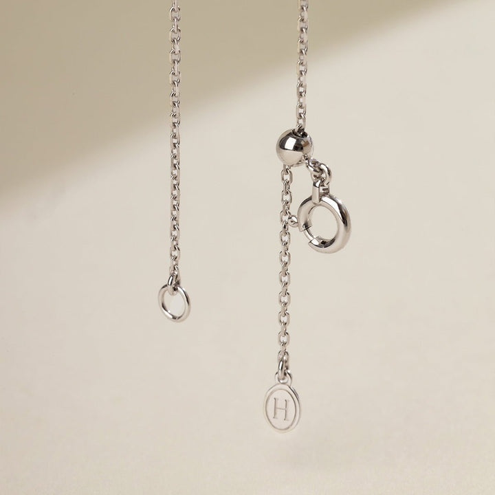 Akoya Saltwater Pearl 18K White Gold Balance Beam Diamond Necklace - HELAS Jewelry