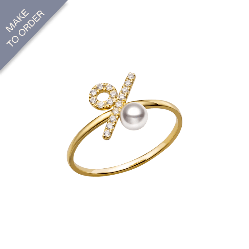 Akoya Saltwater Pearl 18K Yellow Gold Percentage Ring - HELAS Jewelry