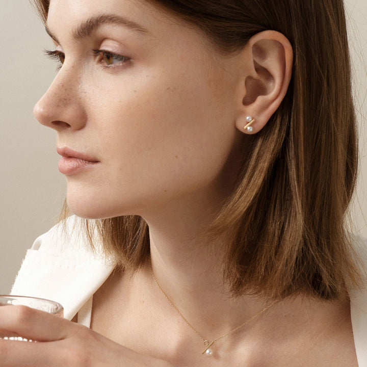 Akoya Saltwater Pearl Earrings 18K Gold Earrings - HELAS Jewelry