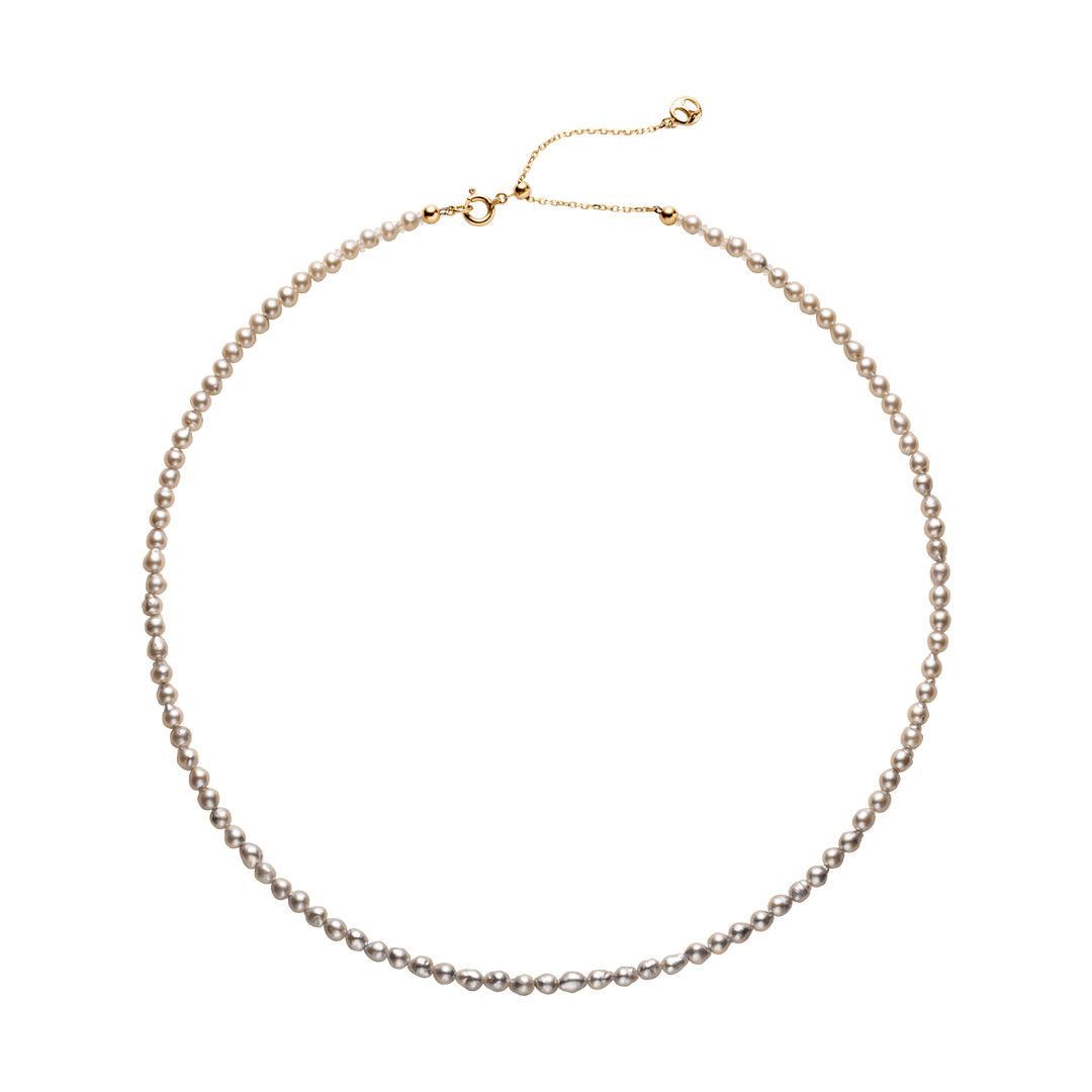 Akoya Silver Blue Baroque Pearl 18K Gold Tide Gradient Strand Necklace - HELAS Jewelry