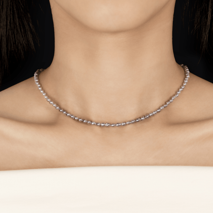 Akoya Silver Blue Baroque Pearl 18K Gold Tide Gradient Strand Necklace - HELAS Jewelry