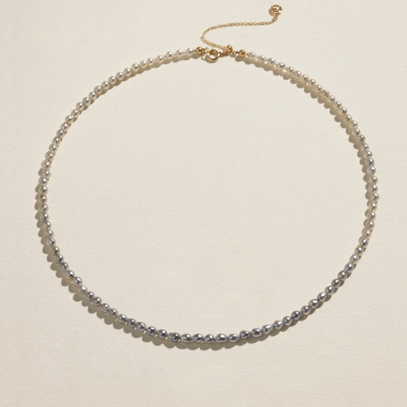 Akoya Silver Blue Baroque Pearl 18K Gold Tide Gradient Strand Necklace - HELAS Jewelry