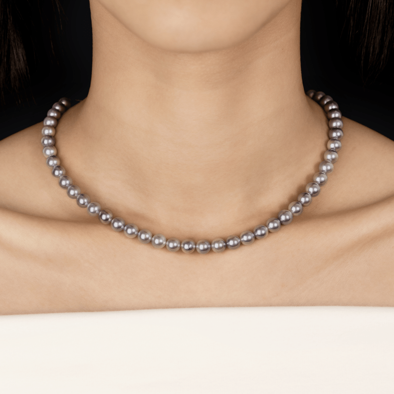 Akoya Silver Blue Pearl 18K White Gold Arctic Gleam Strand Necklace - HELAS Jewelry