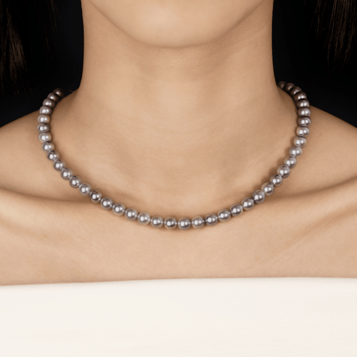 Akoya Silver Blue Pearl 18K White Gold Arctic Gleam Strand Necklace - HELAS Jewelry