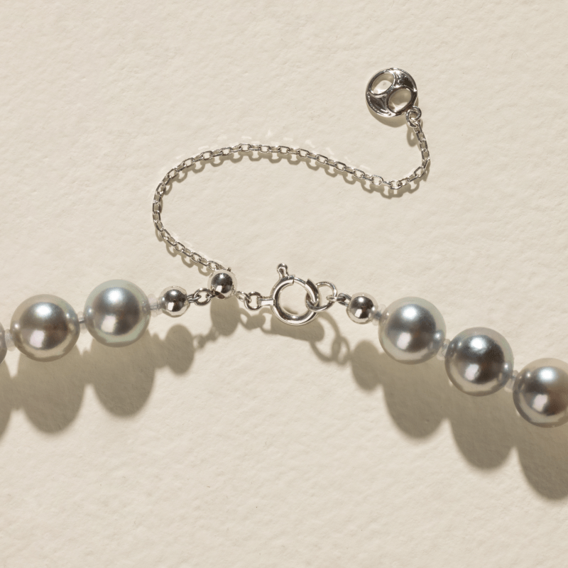 Akoya Silver Blue Pearl 18K White Gold Arctic Gleam Strand Necklace - HELAS Jewelry
