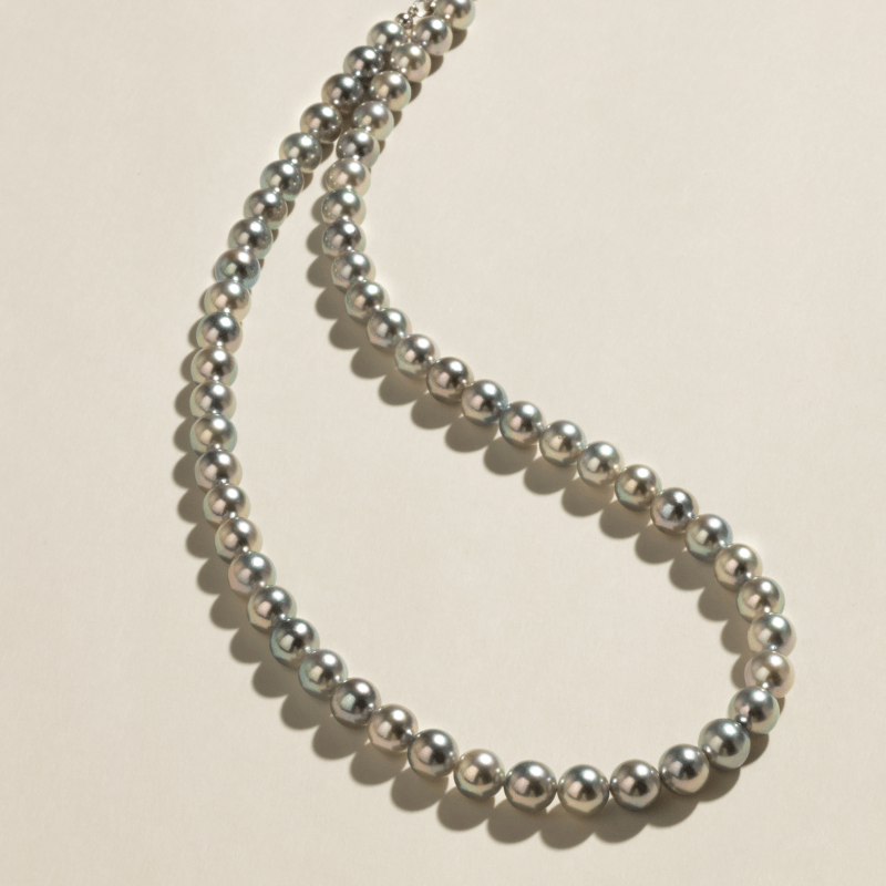 Akoya Silver Blue Pearl 18K White Gold Arctic Gleam Strand Necklace - HELAS Jewelry