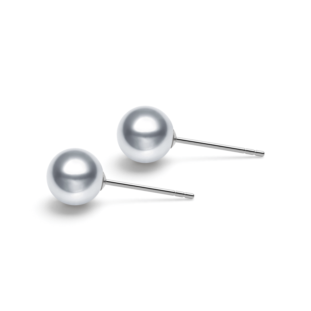 Akoya Silver Blue Pearl 18K White Gold Earrings - HELAS Jewelry