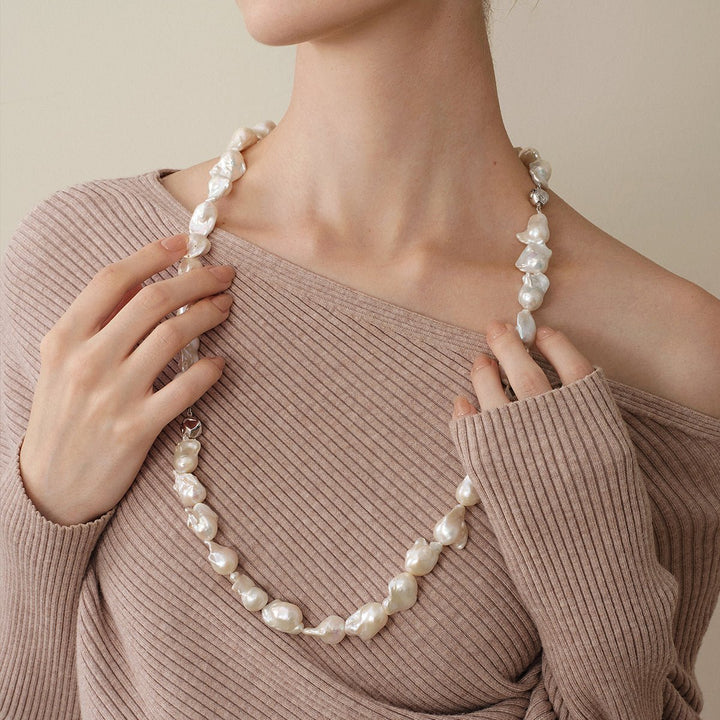 Aurora Freshwater Baroque Pearl 925 Silver Empress Strand Necklace - HELAS Jewelry