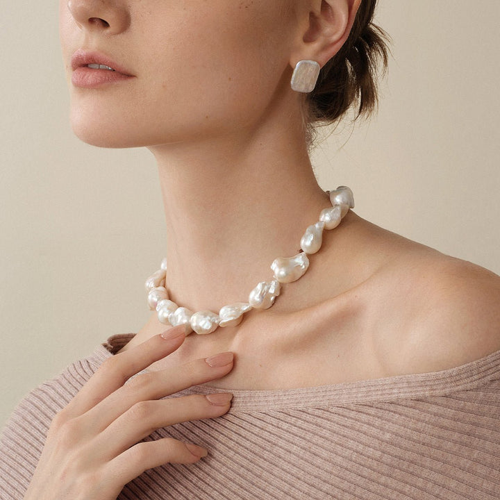 Aurora Freshwater Baroque Pearl 925 Silver Empress Strand Necklace - HELAS Jewelry