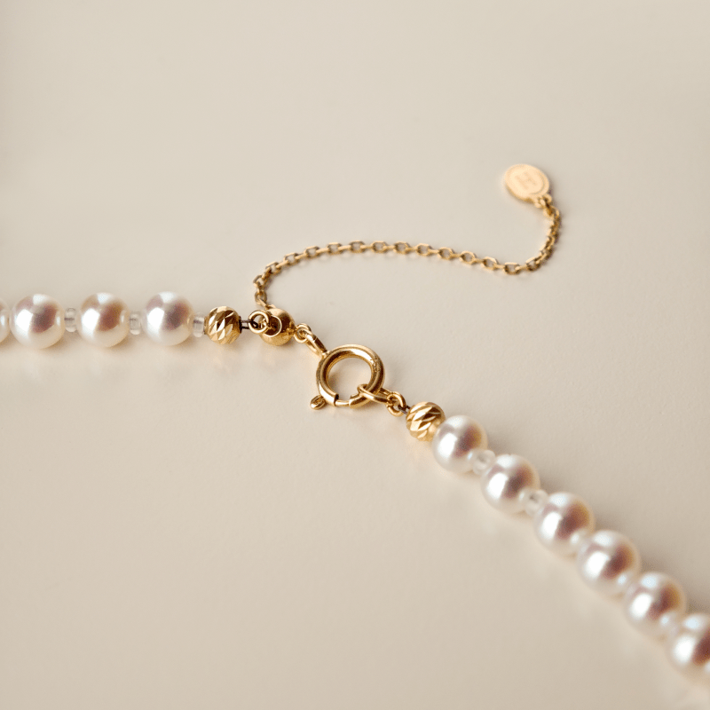 Aurora Freshwater Pearl GUILD Certificate Noble 18K Gold H Mark Strand Necklace - HELAS Jewelry