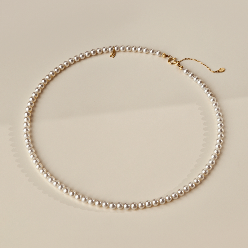 Aurora Freshwater Pearl GUILD Certificate Noble 18K Gold H Mark Strand Necklace - HELAS Jewelry