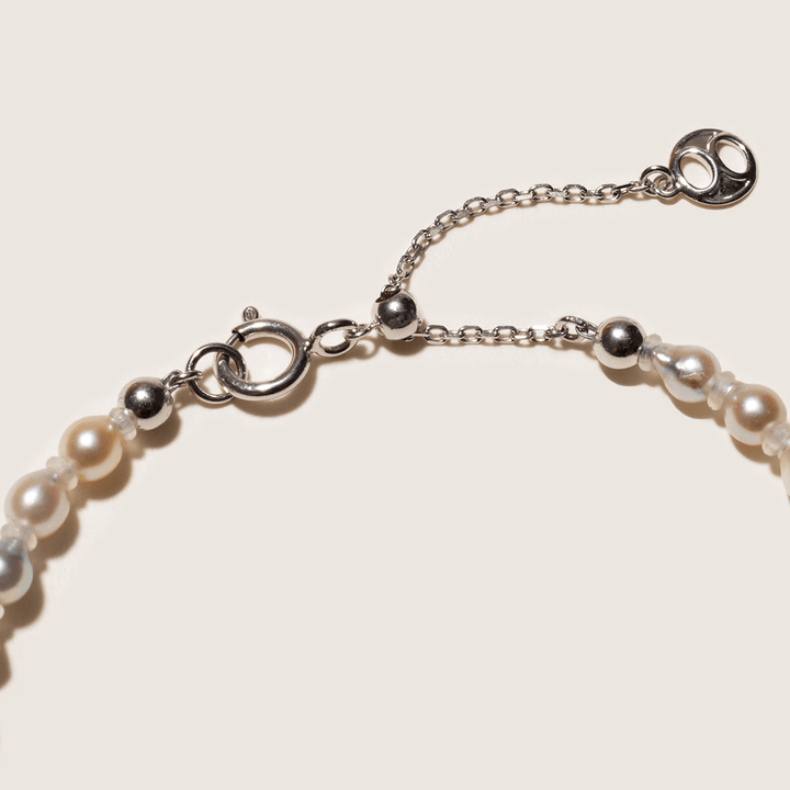 Baroque Silver Blue Akoya Pearl 18K Gold Tide Strand Bracelet - HELAS Jewelry