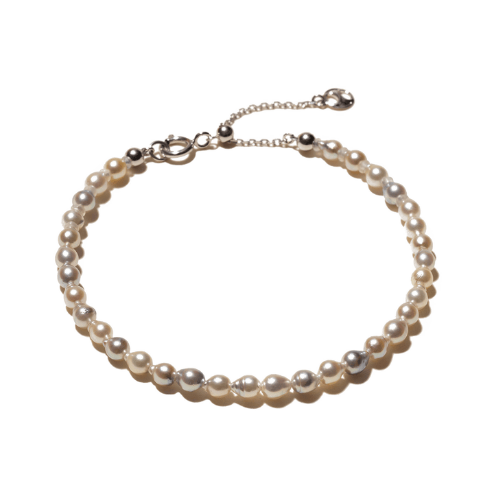 Baroque Silver Blue Akoya Pearl 18K Gold Tide Strand Bracelet - HELAS Jewelry