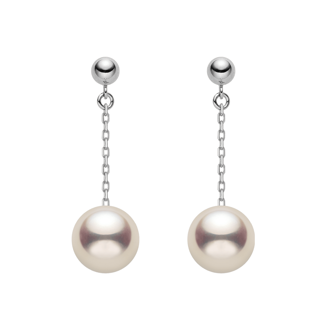 Akoya Pearl 18K Gold Long Stud Earrings - HELAS Jewelry