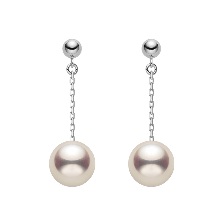 Akoya Pearl 18K Gold Long Stud Earrings - HELAS Jewelry