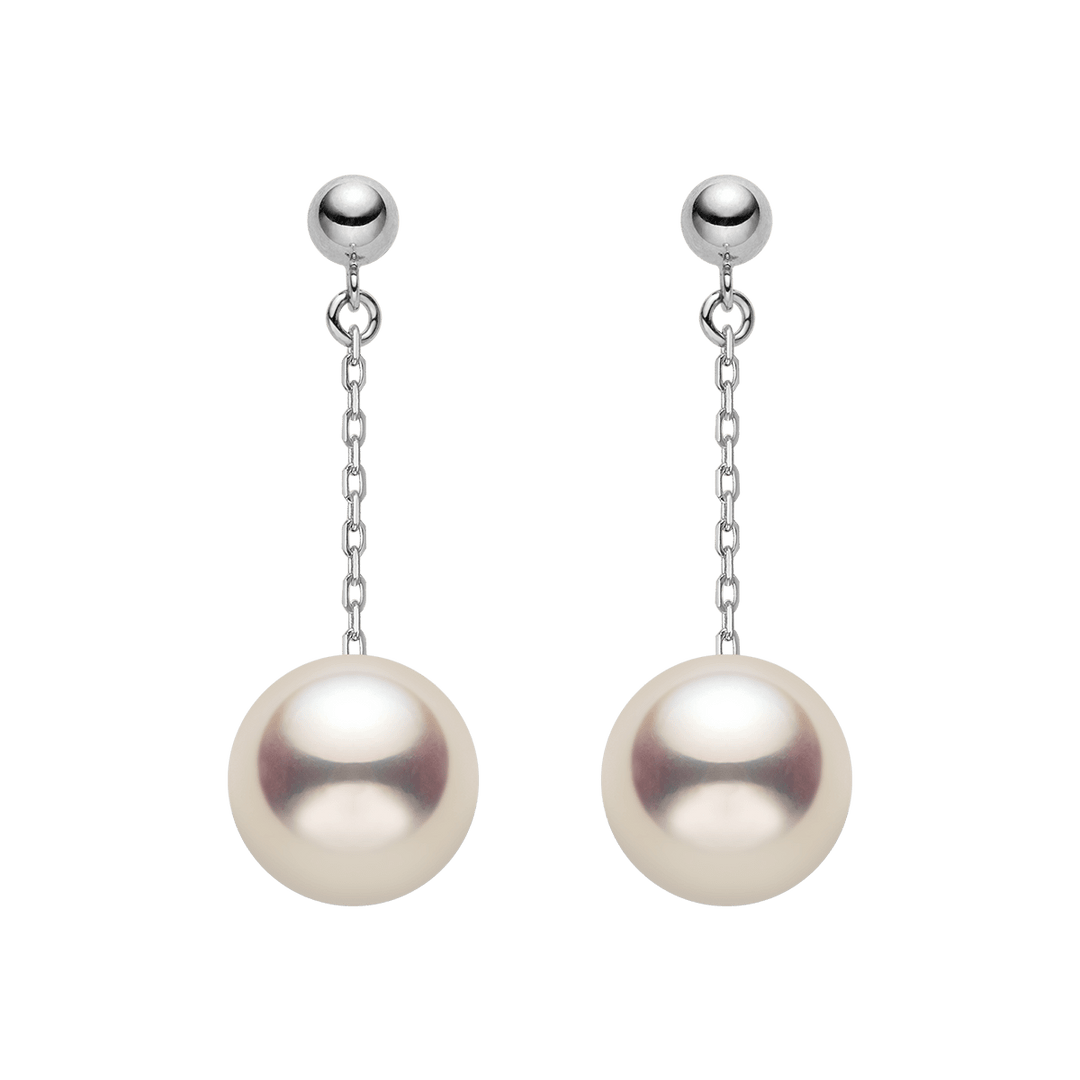 Akoya Pearl 18K Gold Long Stud Earrings - HELAS Jewelry