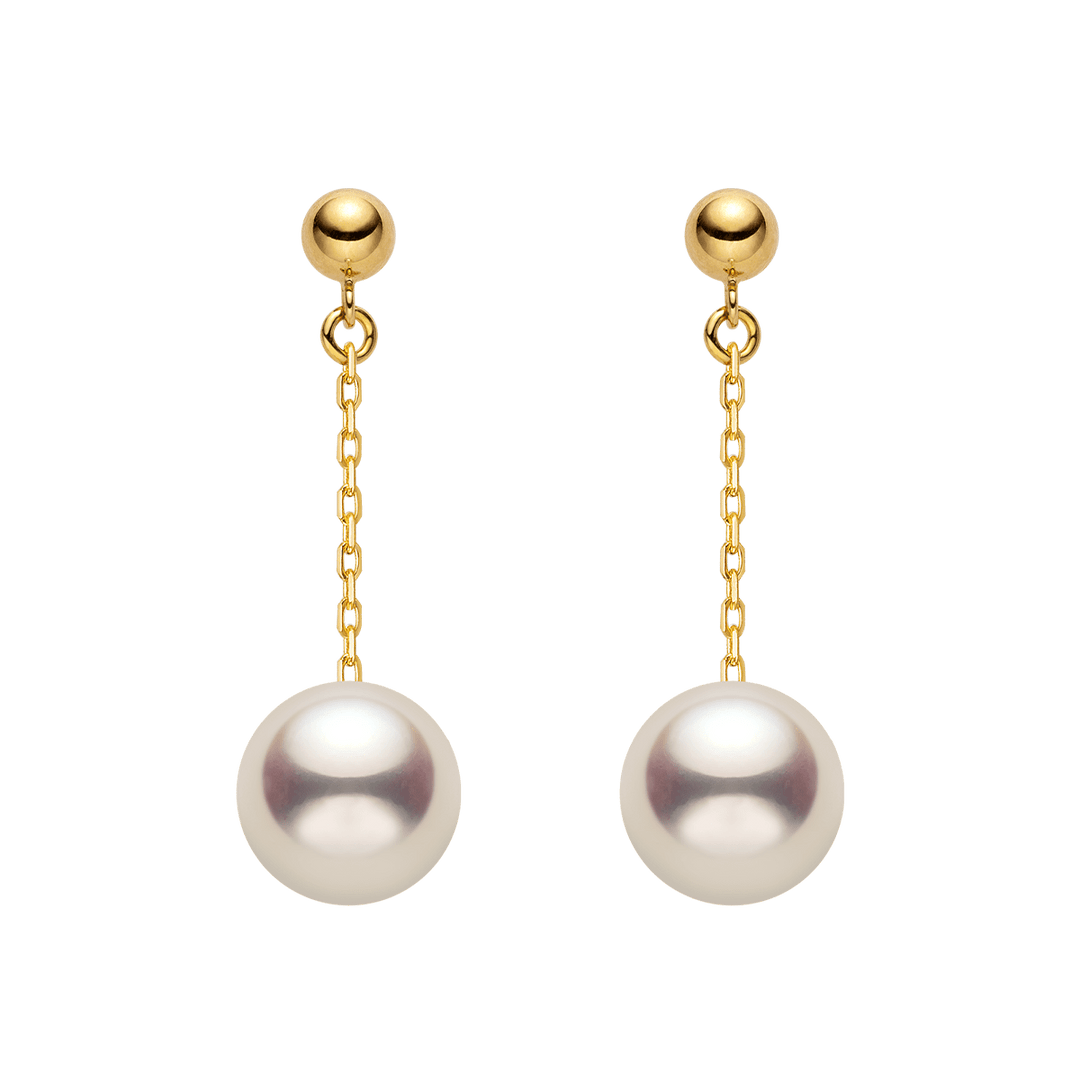 Akoya Pearl 18K Gold Long Stud Earrings - HELAS Jewelry