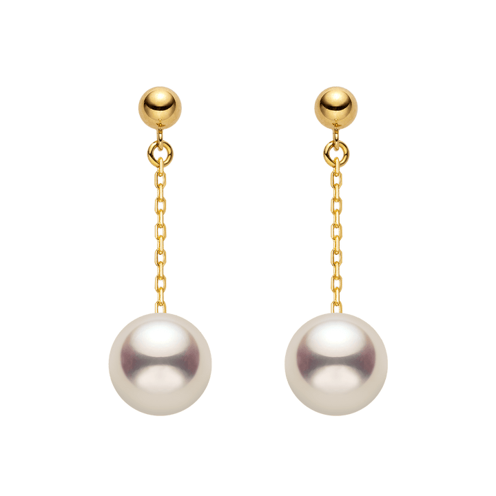 Akoya Pearl 18K Gold Long Stud Earrings - HELAS Jewelry