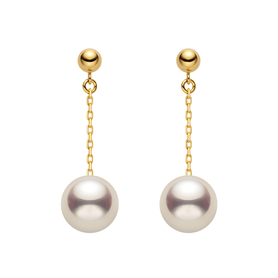 Akoya Pearl 18K Gold Long Stud Earrings - HELAS Jewelry