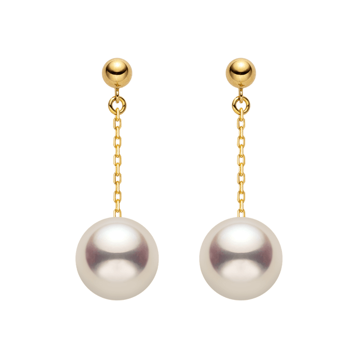 Akoya Pearl 18K Gold Long Stud Earrings - HELAS Jewelry