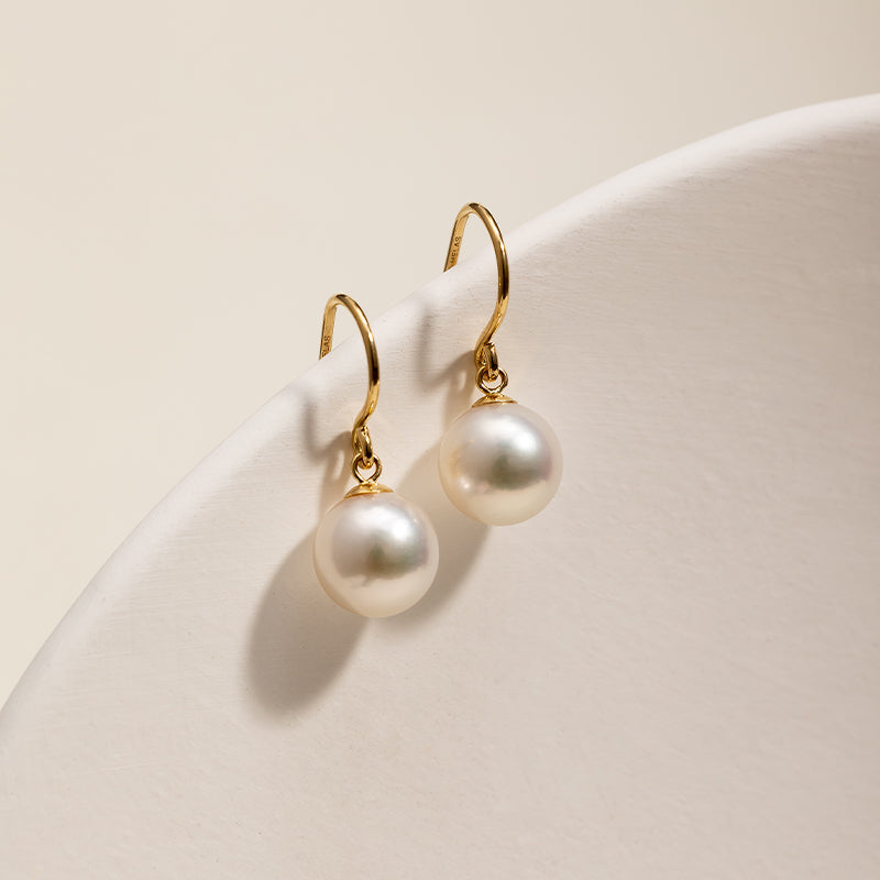 Akoya Pearl 18K Gold Classic Hook Earrings