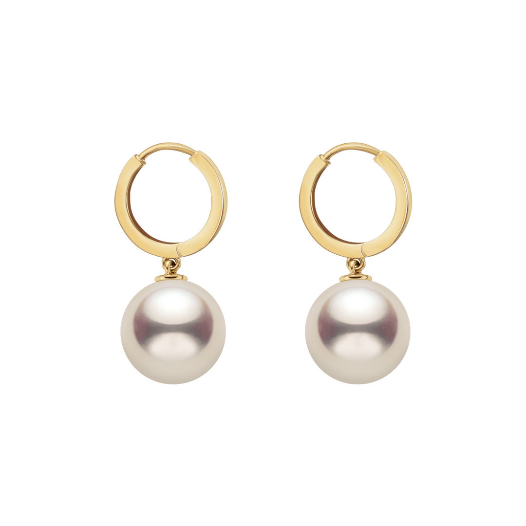 10 - 11mm Freshwater Edison Pearl 14K Gold Drop Hoop Earrings - HELAS Jewelry
