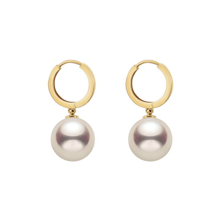 10 - 11mm Freshwater Edison Pearl 14K Gold Drop Hoop Earrings - HELAS Jewelry