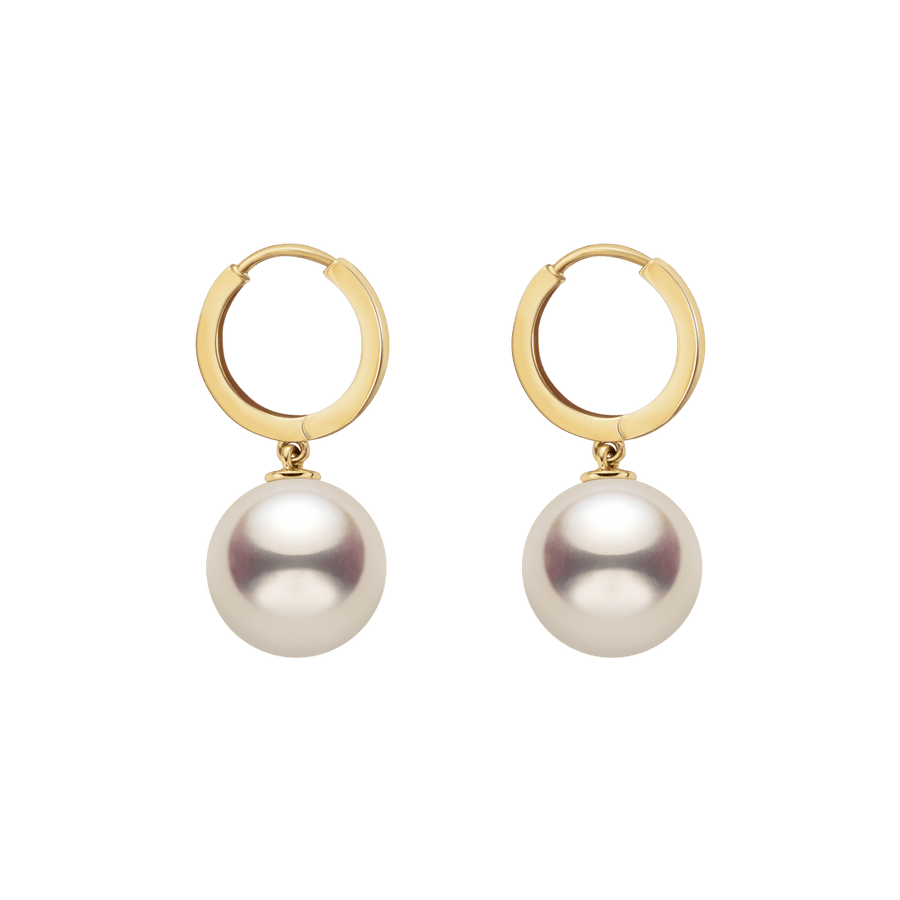 10 - 11mm Freshwater Edison Pearl 14K Gold Drop Hoop Earrings - HELAS Jewelry