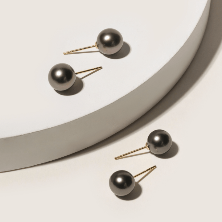 18K Gold Tahitian Pearl Classic Stud Earrings - HELAS Jewelry