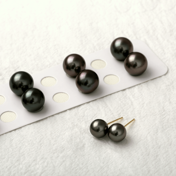 18K Gold Tahitian Pearl Classic Stud Earrings - HELAS Jewelry